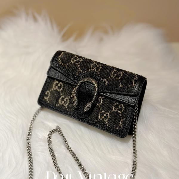 大吉中古/Gucci古驰黑丹宁超mini酒神斜挎包