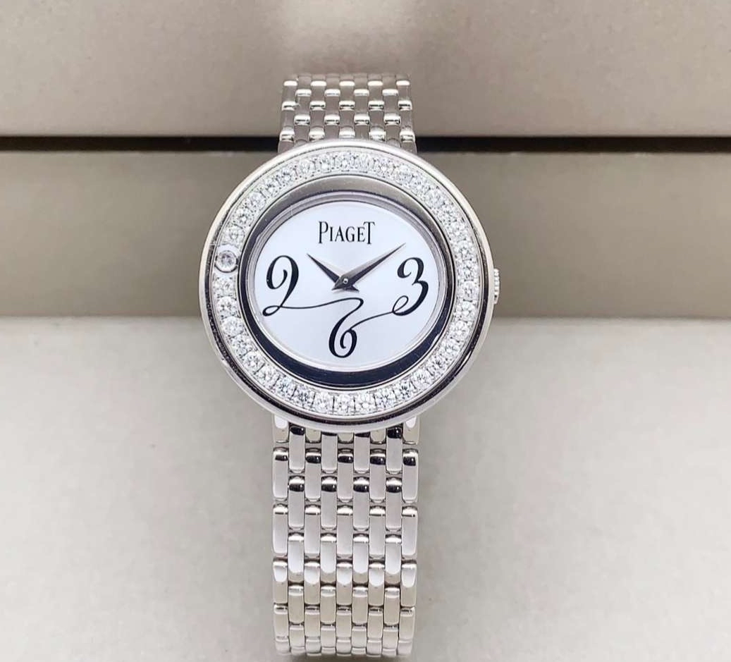 95新 Piaget/伯爵 POSSESSION系列/18k白金原镶钻/石英/29mm