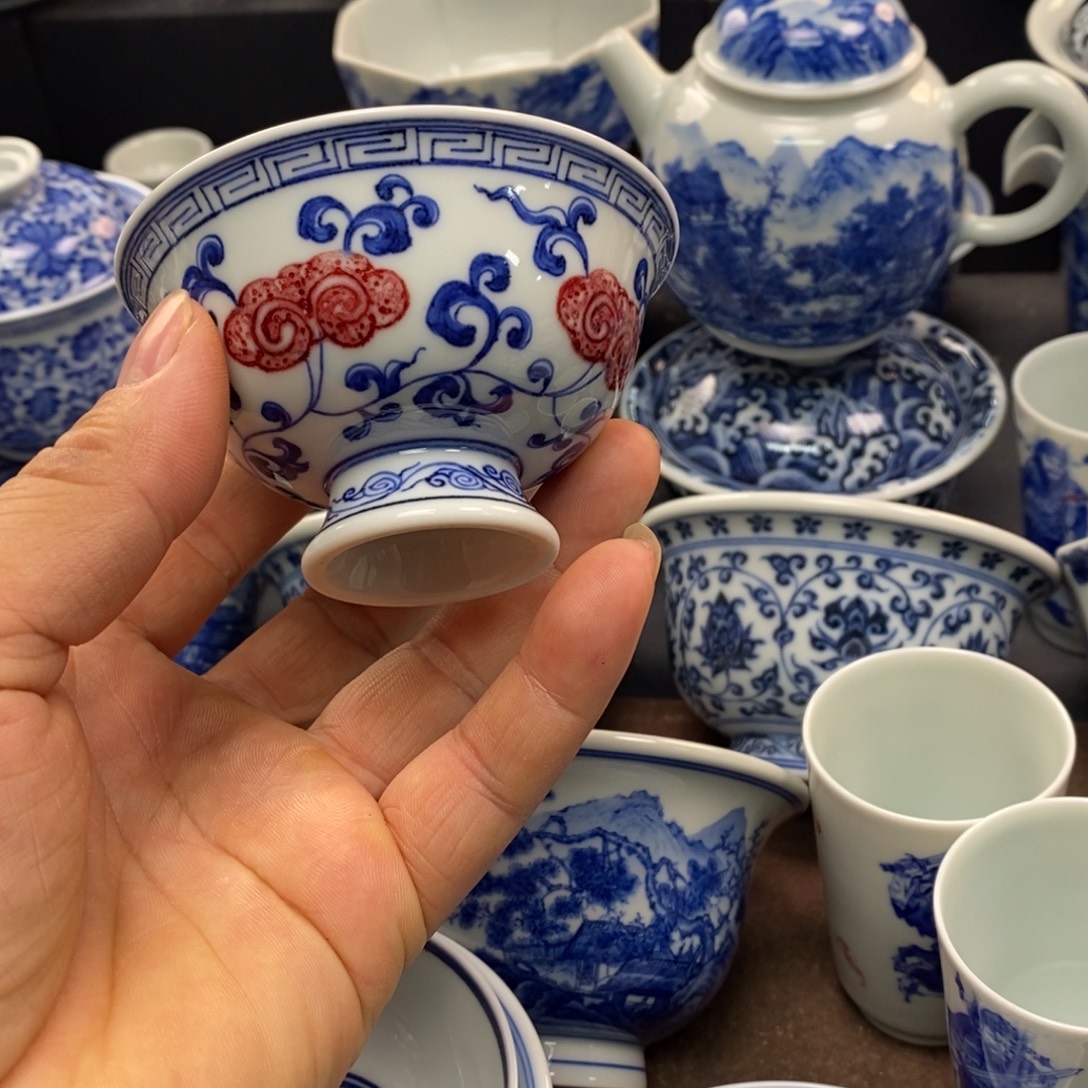 景德镇青花釉里红主人杯