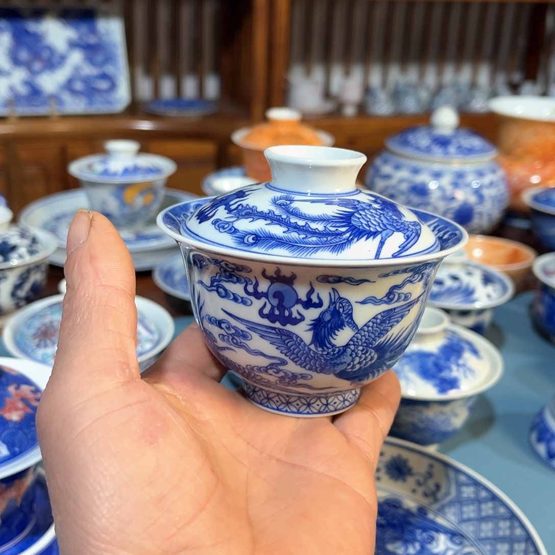 錡镇堂手工手绘盖碗