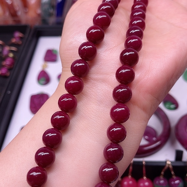 红宝石项链银S925镶嵌