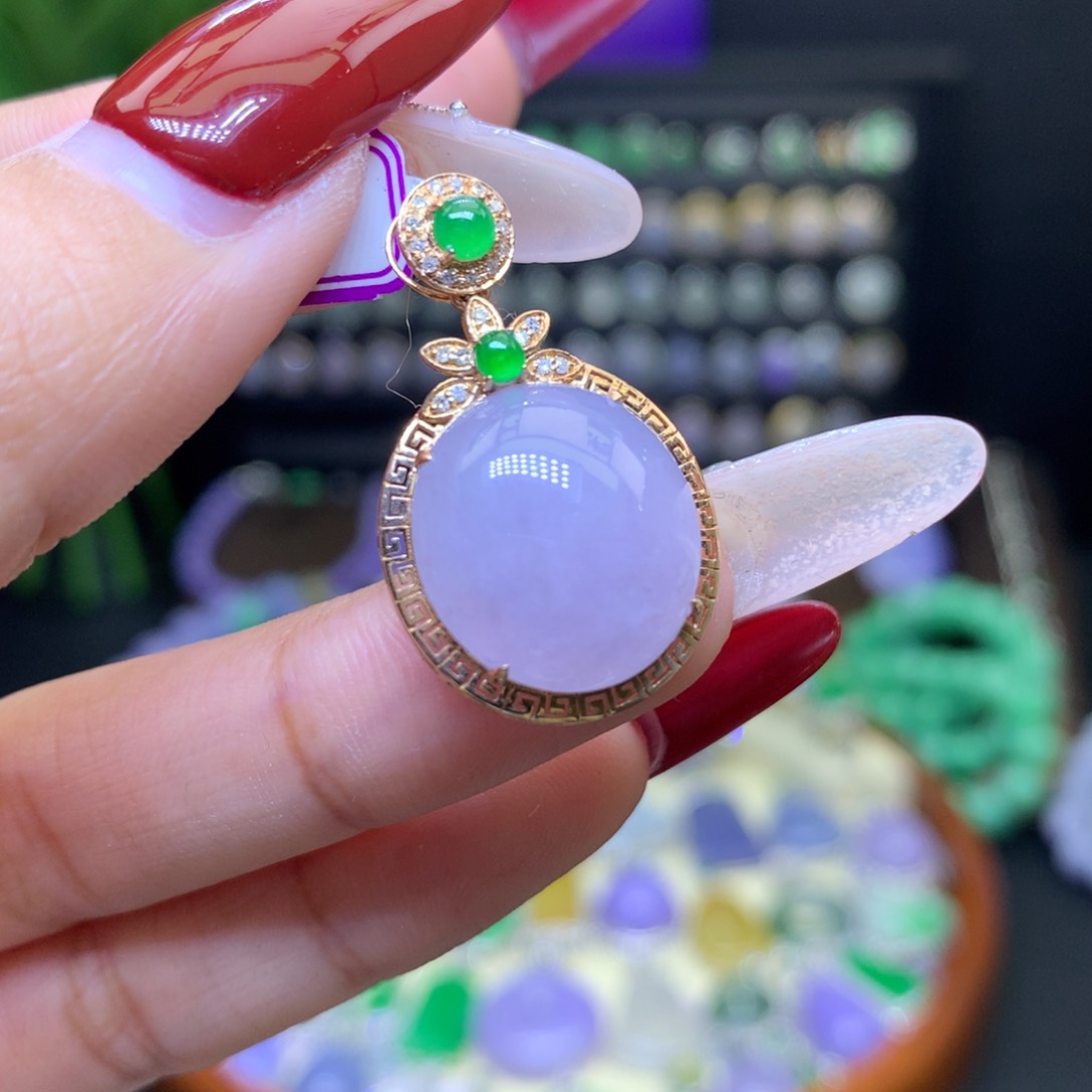 翡翠颈饰18K金镶嵌天然