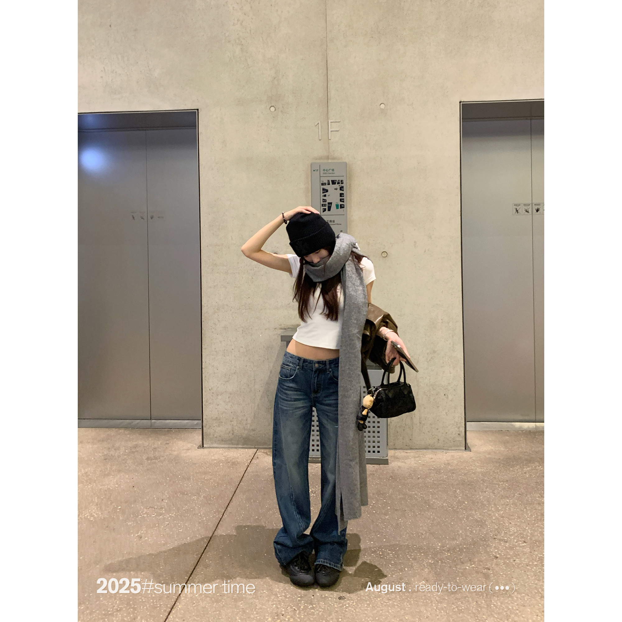 SUNONEONE 美式复古水洗低腰牛仔裤女早秋宽松直筒休闲裤子H1325K