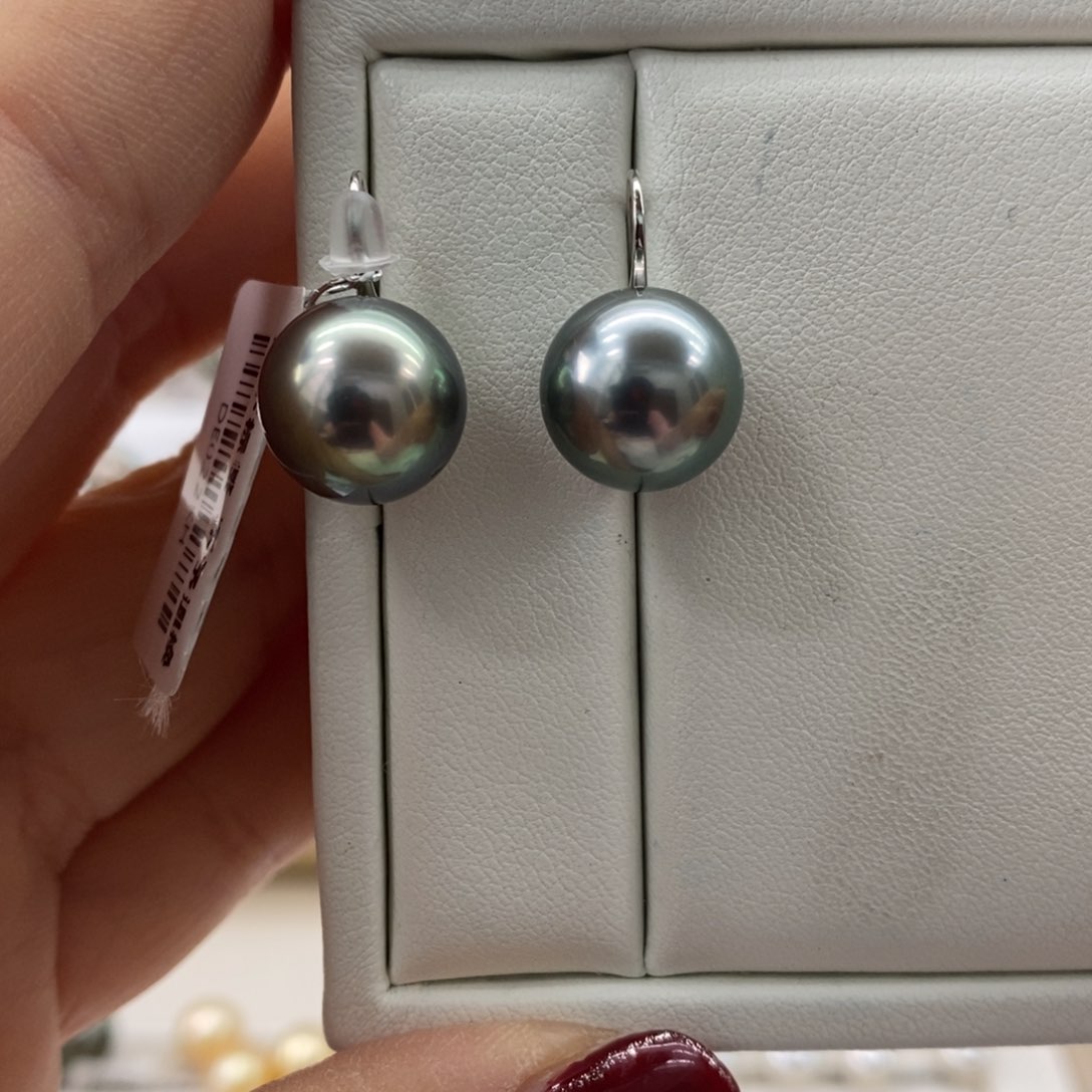 海水珍珠耳饰18K金镶嵌11-12m n