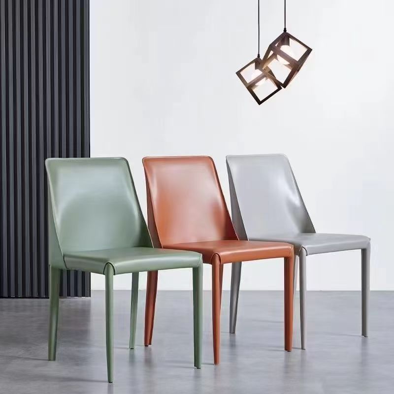 意式极简餐椅家用吃饭餐厅餐桌椅高靠背设计师现代简约马鞍椅凳子