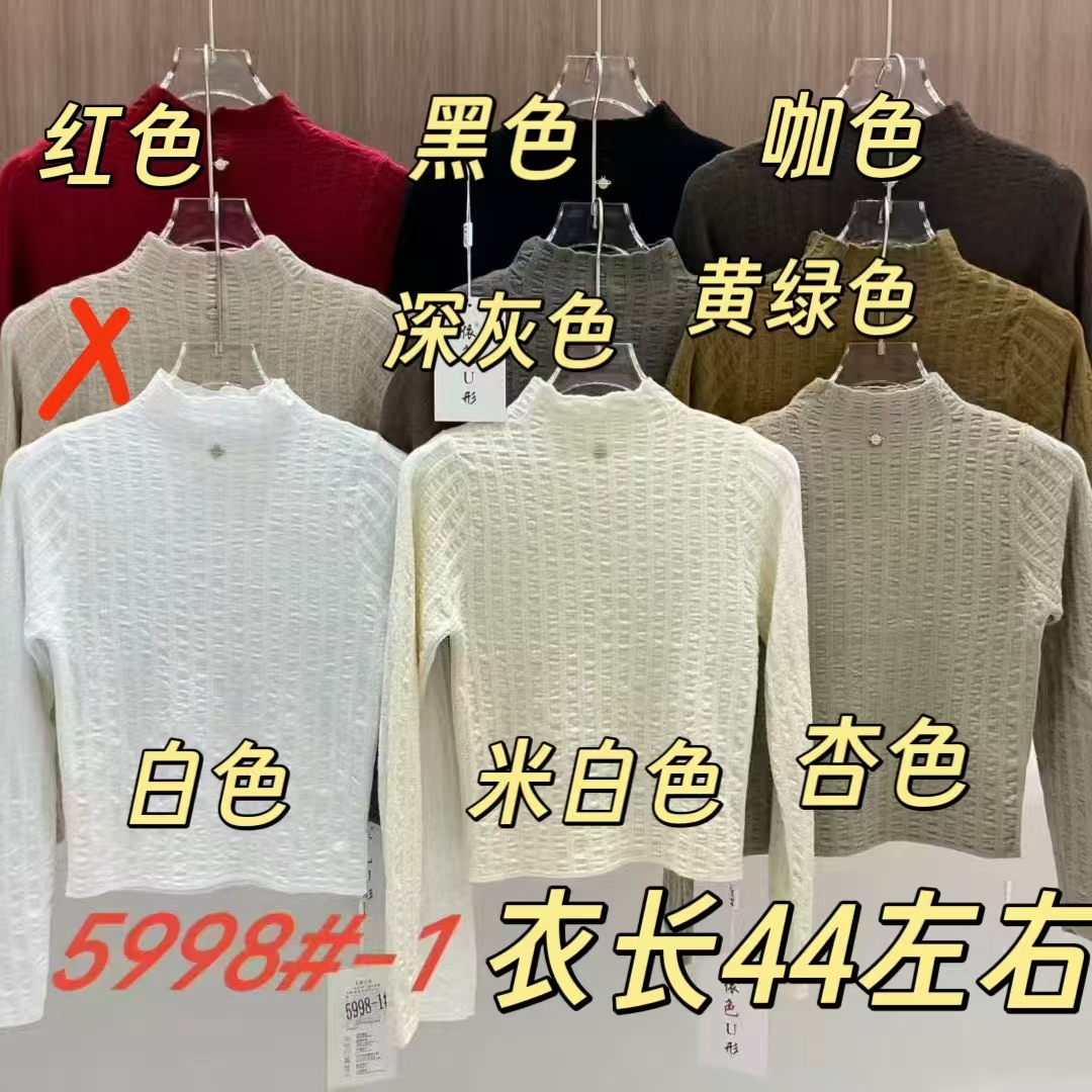 【艳子】5998小个子~半高领纯色百搭打底上衣