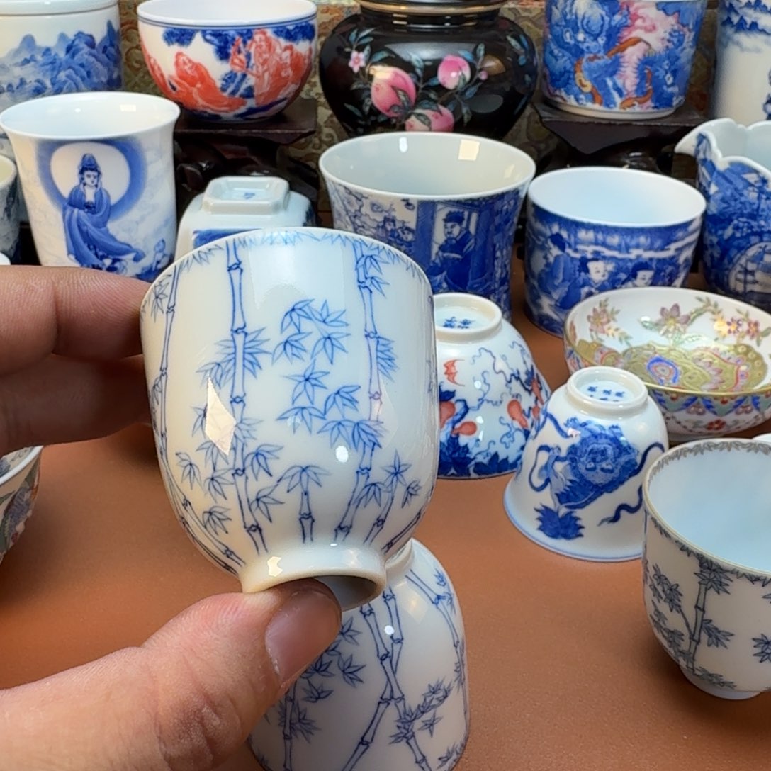 瀛***F陶杯子景德镇全手工手绘陶瓷