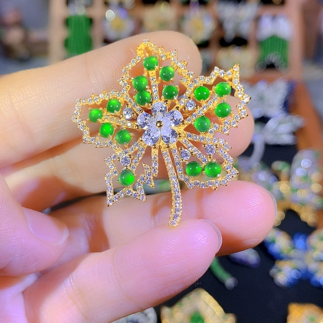 吊坠(不含链)银S925镶嵌翡翠