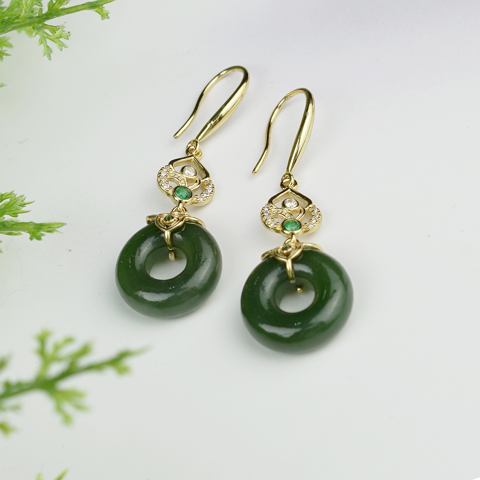 菲菲珠宝好@S925碧玉面包圈耳坠约14+mm/多样性发一