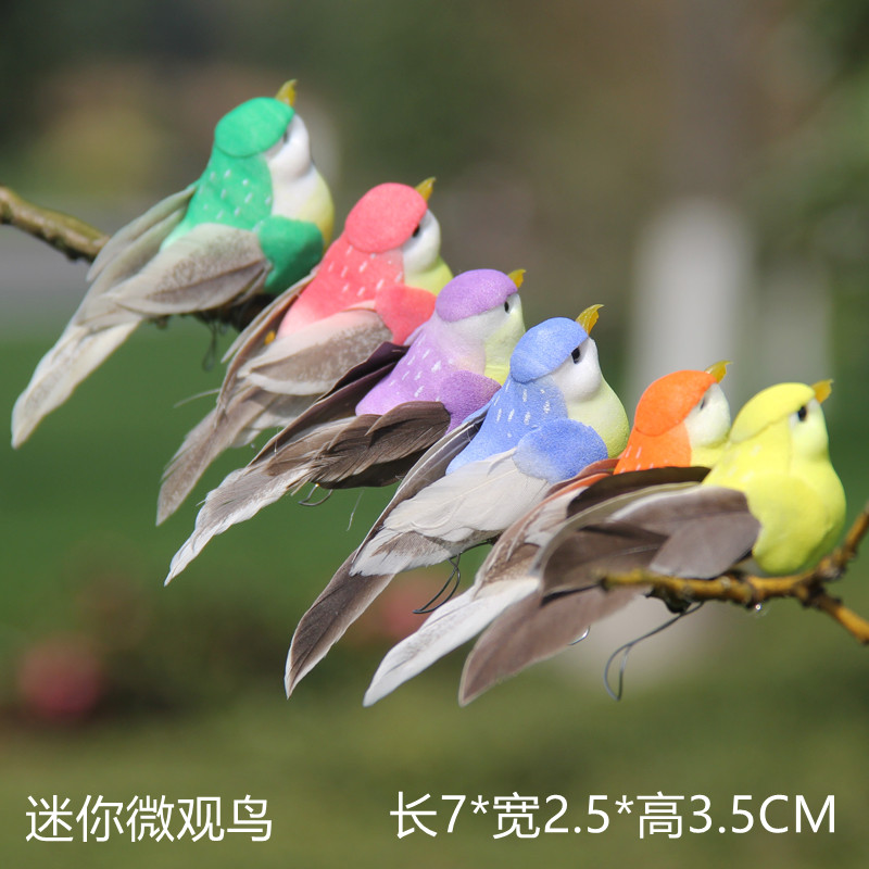 羽毛仿真小鸟泡沫鸟绿植捆绑园艺田园园林装饰圣诞工艺鸟家居礼品