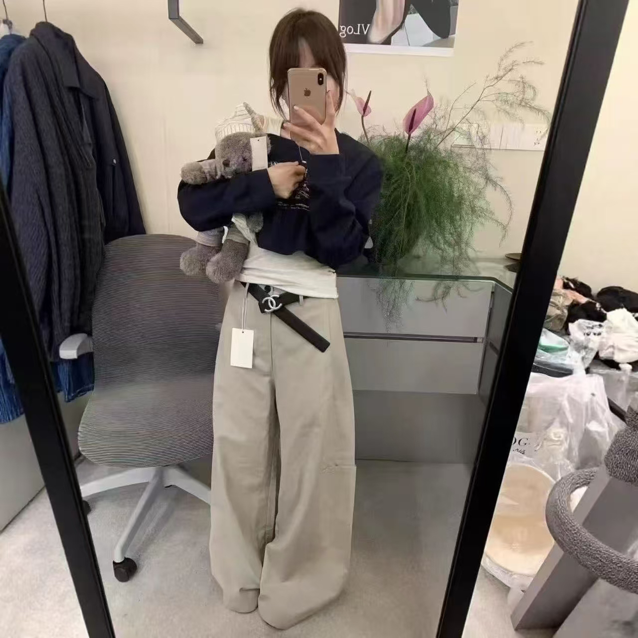 【NO退NO换】 IU（1iu5279#）裤型好！大口袋工装显瘦阔腿休闲裤9-8