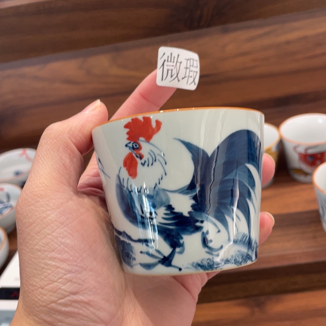 釉下手绘茶具微瑕