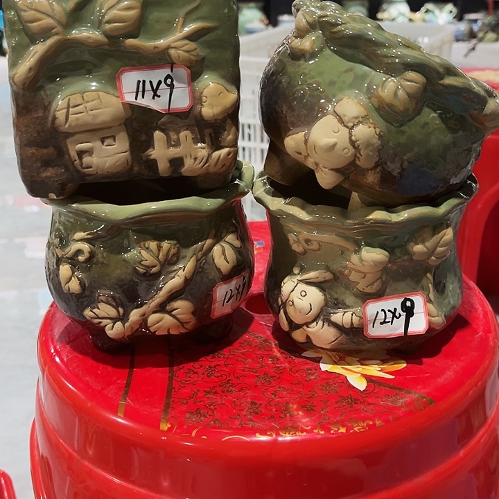 瓷片花盆多肉植物艺术品