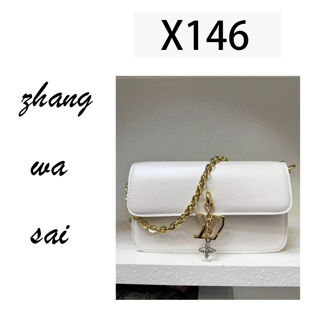 【  X146  】轻奢时尚单肩斜跨简单百搭女包-珠光白L
