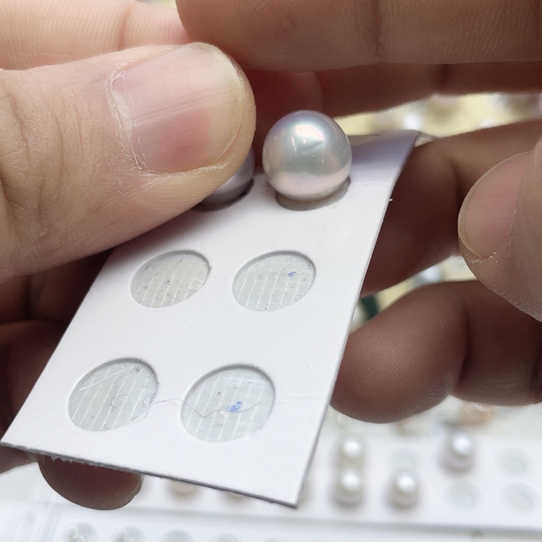 粒***2银S925镶嵌淡水珍珠耳饰