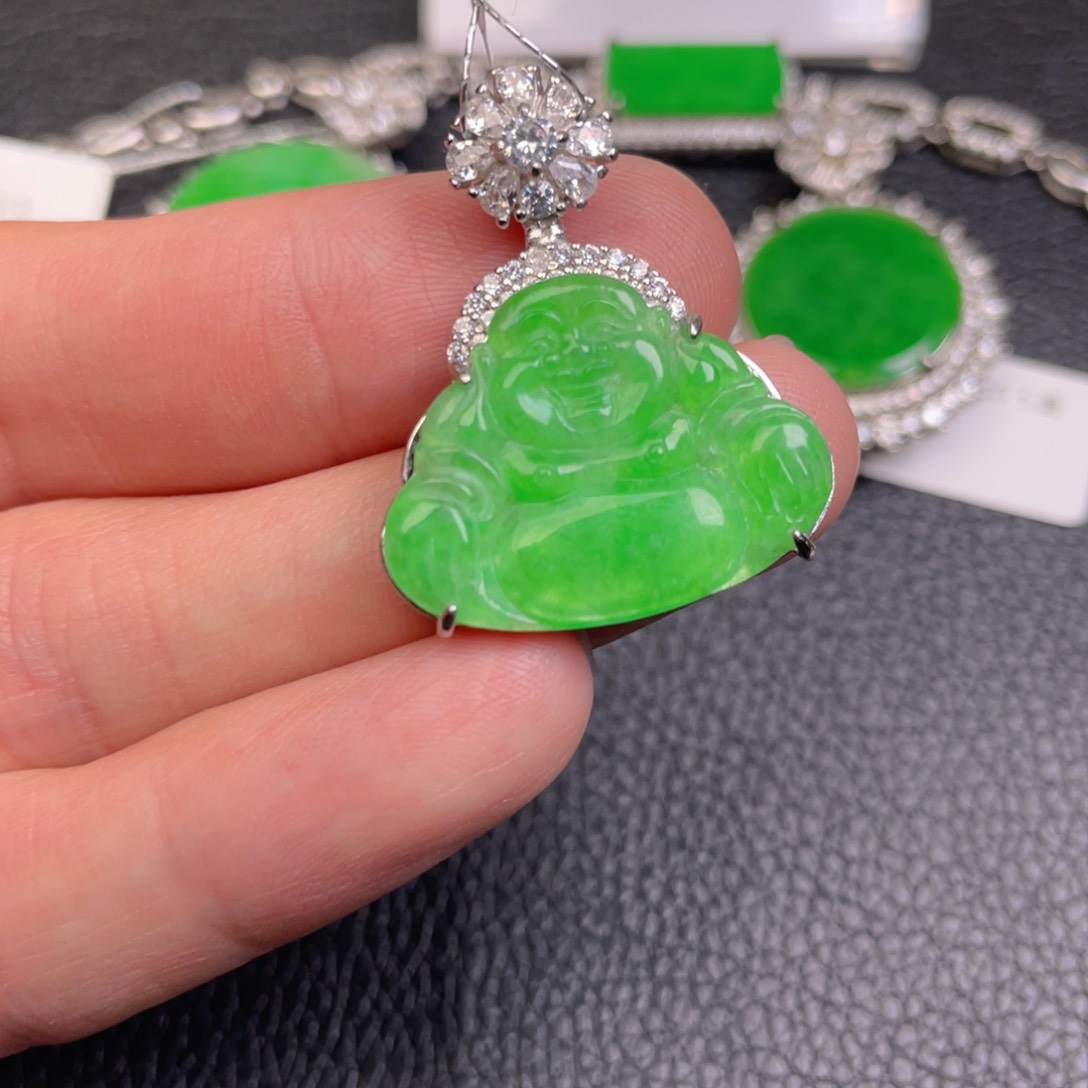 翡翠银S925镶嵌吊坠(不含链)