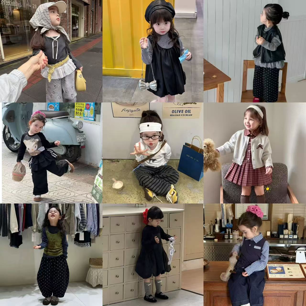 【B01-B75】秋季儿童网红连衣裙韩版女童时尚休闲套头套装中小童