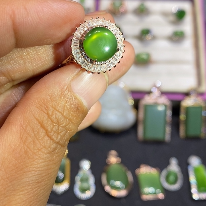 和田玉（碧玉）银S925镶嵌颈饰