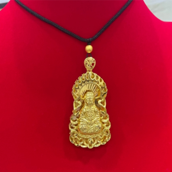 合金吊坠 观音吊坠+平安绳中国风情侣民族风素款金色空心男女同款