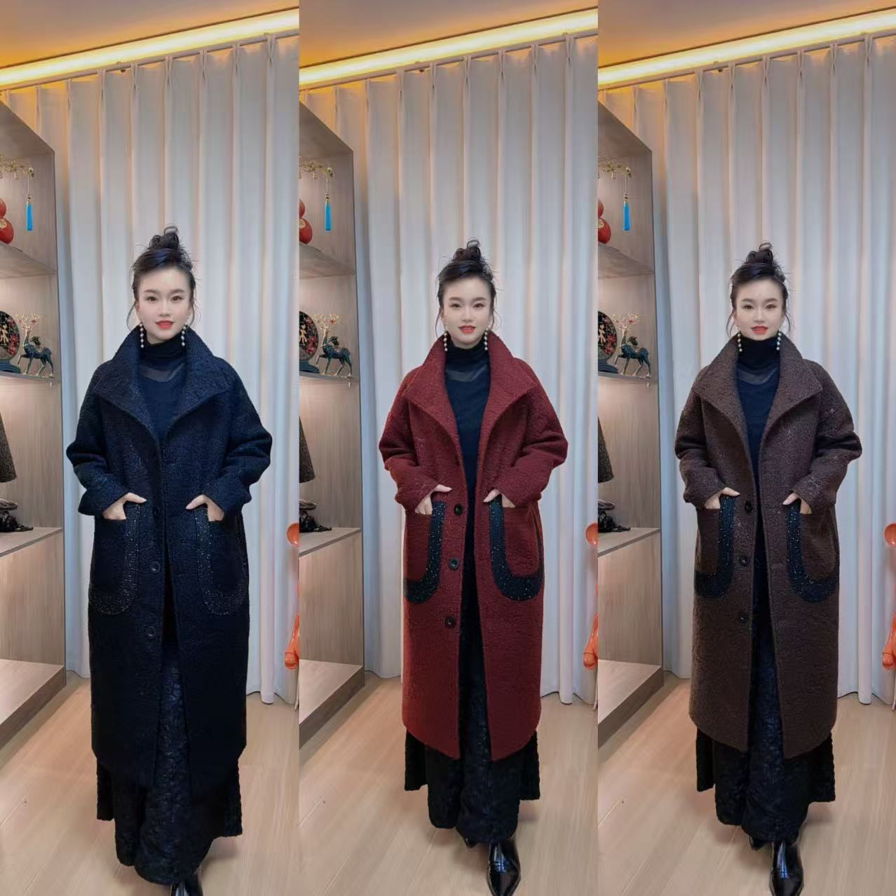 026款立领洋气韩版长款大衣外套