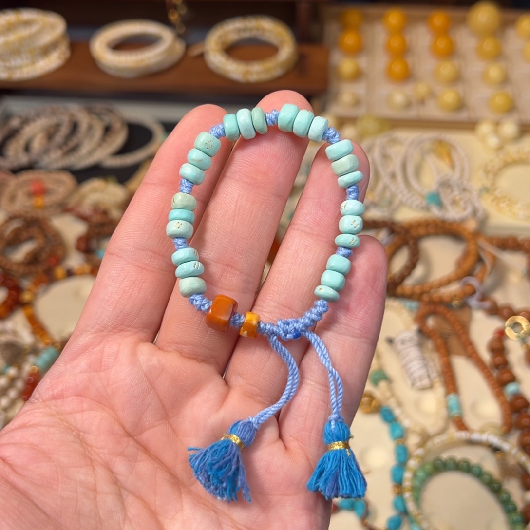 绿松石未镶嵌吊坠(赠链)设计款藏扣手链