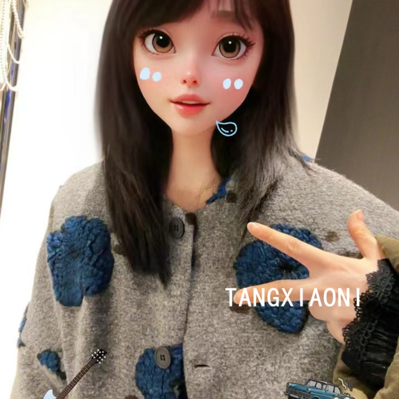 5店 【蓝色浮雕花】重磅加厚棉衣外套潮牌女装