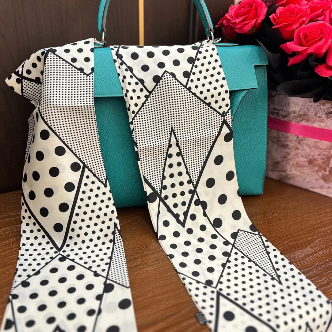 丝巾百搭通勤时尚拼色长条小洋气春秋20色多功能