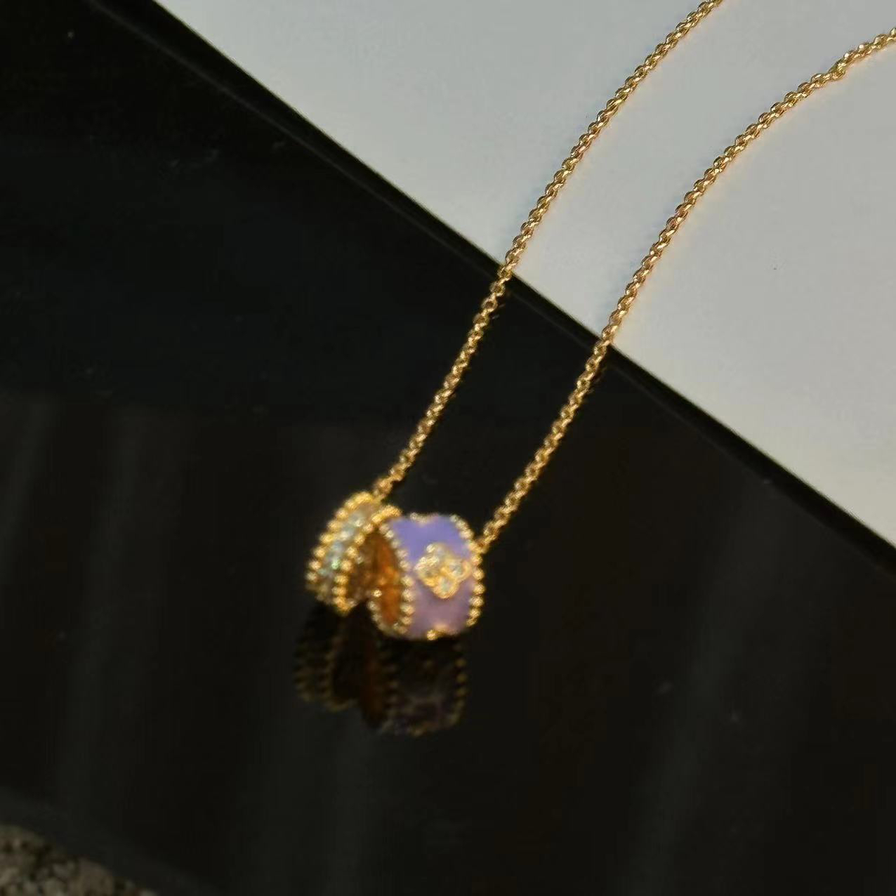 铜合金项链 紫色万花筒双环项链-67421