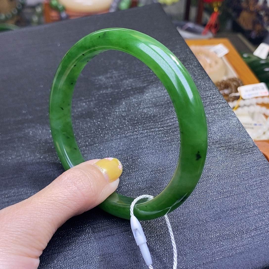 和田玉碧玉手镯59圈口未镶嵌锦****利