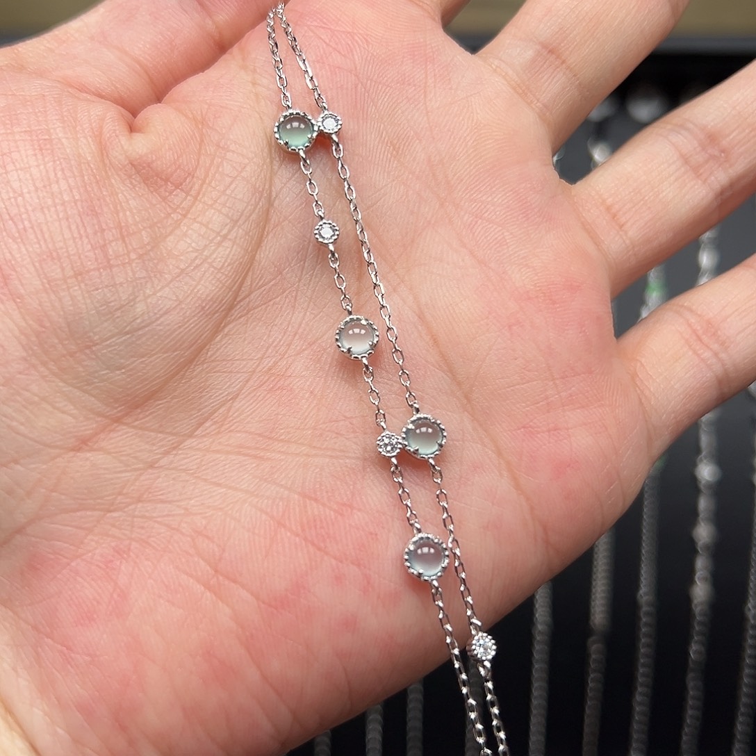 远***月翡翠银S925镶嵌手链