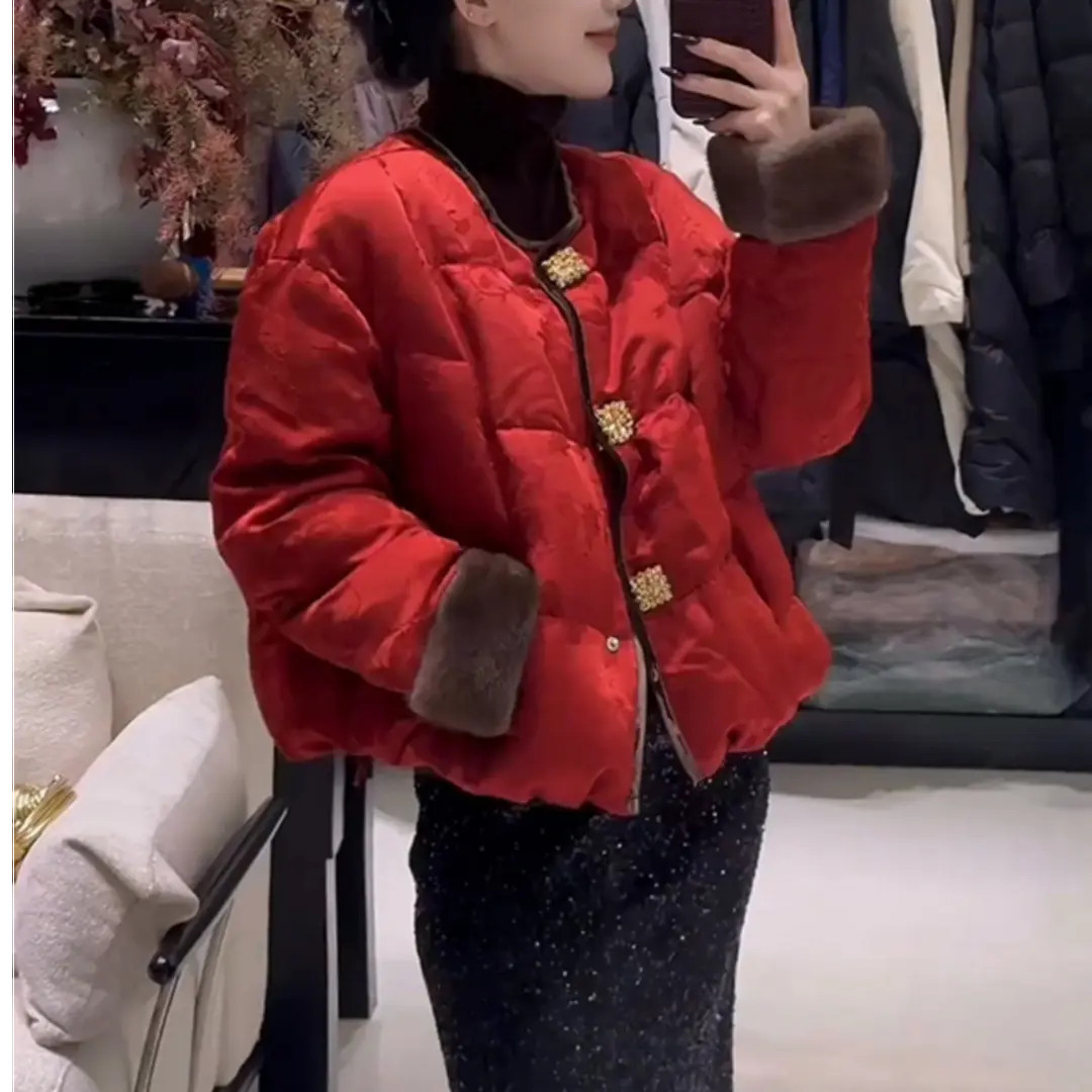 2025新中式国风红色棉服外套女新款爆款冬季高级感唐装年轻款棉袄