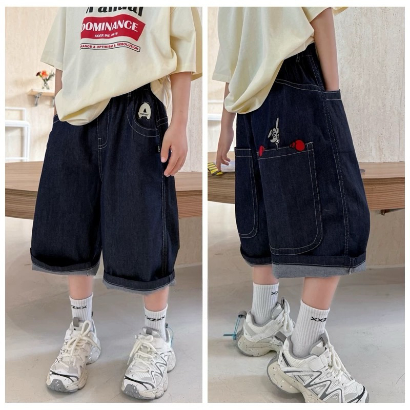 潮童刺绣狗牛仔短裤66802