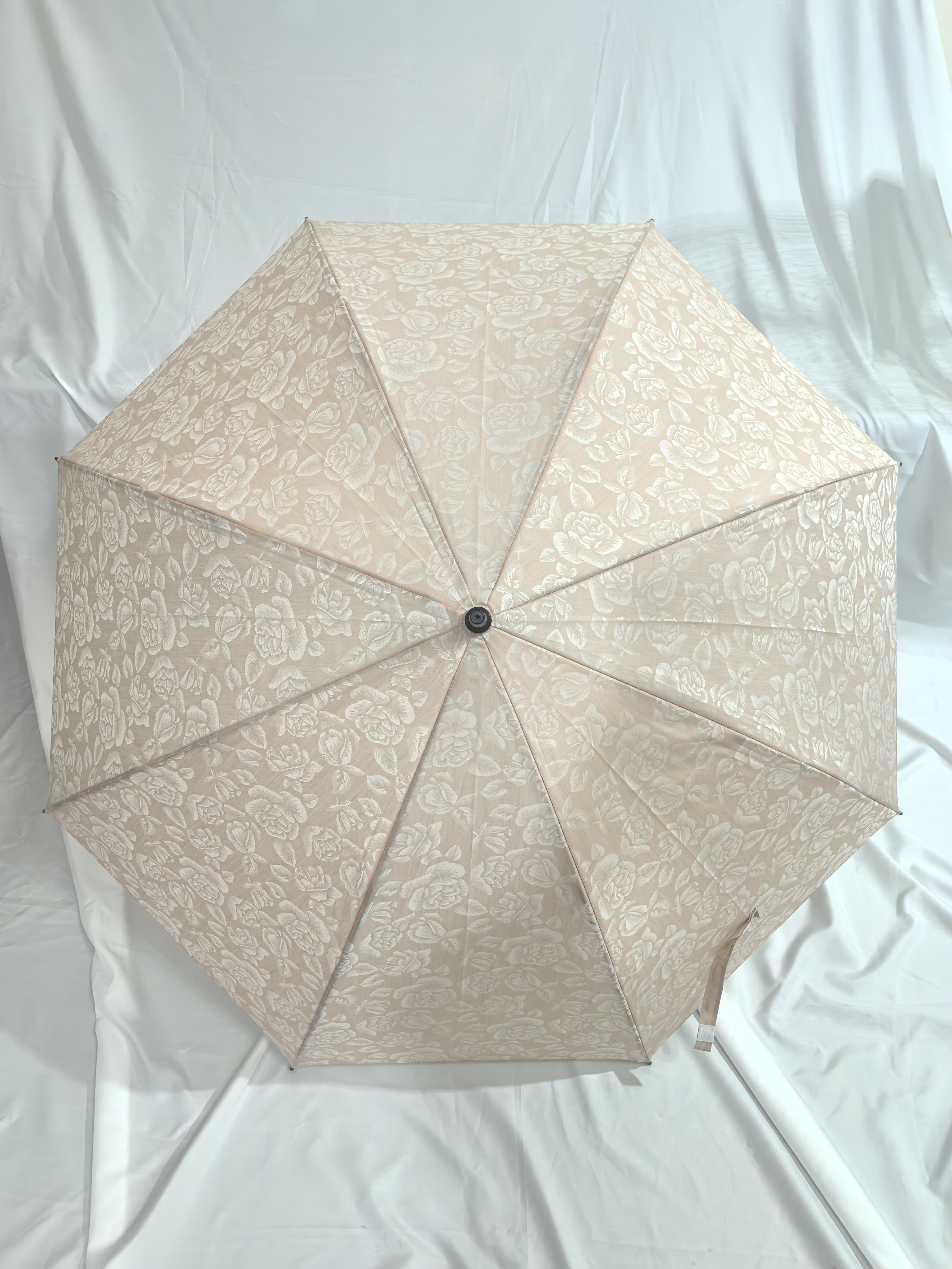 轻奢风直柄大伞晴雨两用防晒防紫外线遮阳雨伞国风压花棉布太阳伞