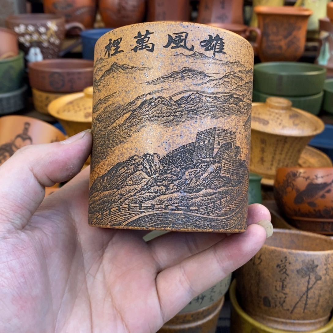 紫砂杯子宜兴全手工紫砂杯