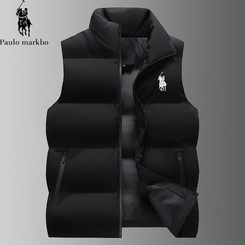 Paulo markbo/保罗玛可波保暖纯色秋冬男士保暖棉马甲舒适休闲