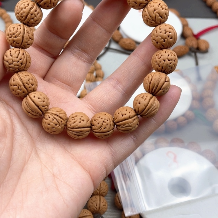 笨***孩核桃手串/手链14尺寸野生桃核手串