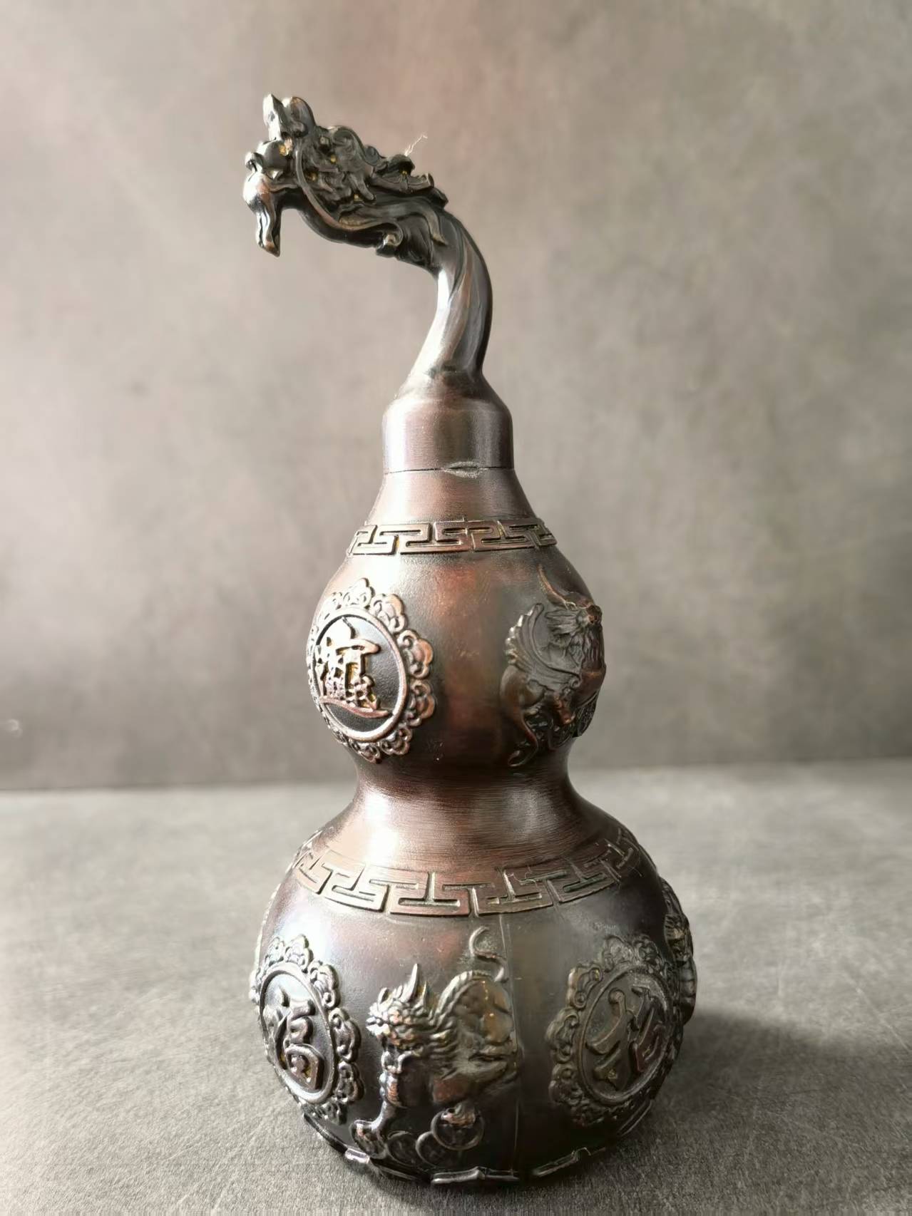 纯铜复古龙头葫芦吉祥如意摆件