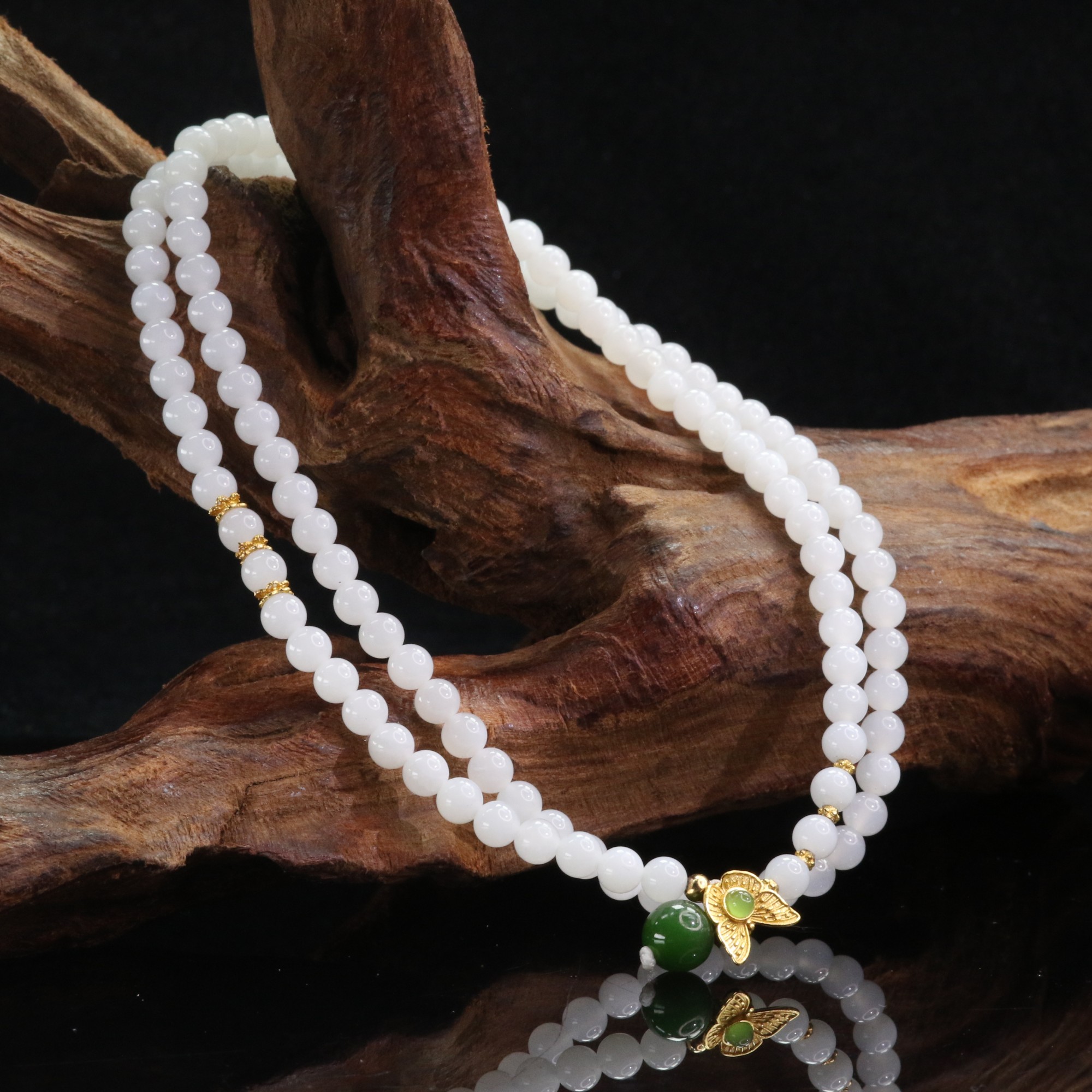 3和田玉S925白玉长串/900548上海嘉禾拍卖