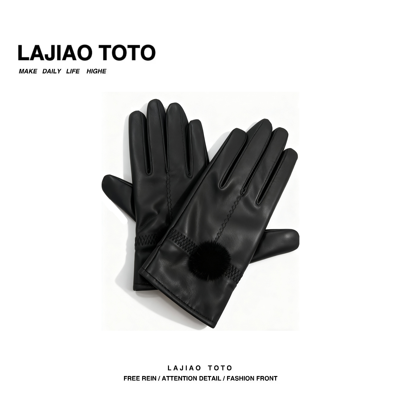 辣椒姐【水貂点缀手套】冬季舒适高级感时尚女士真皮手套#LJ0203