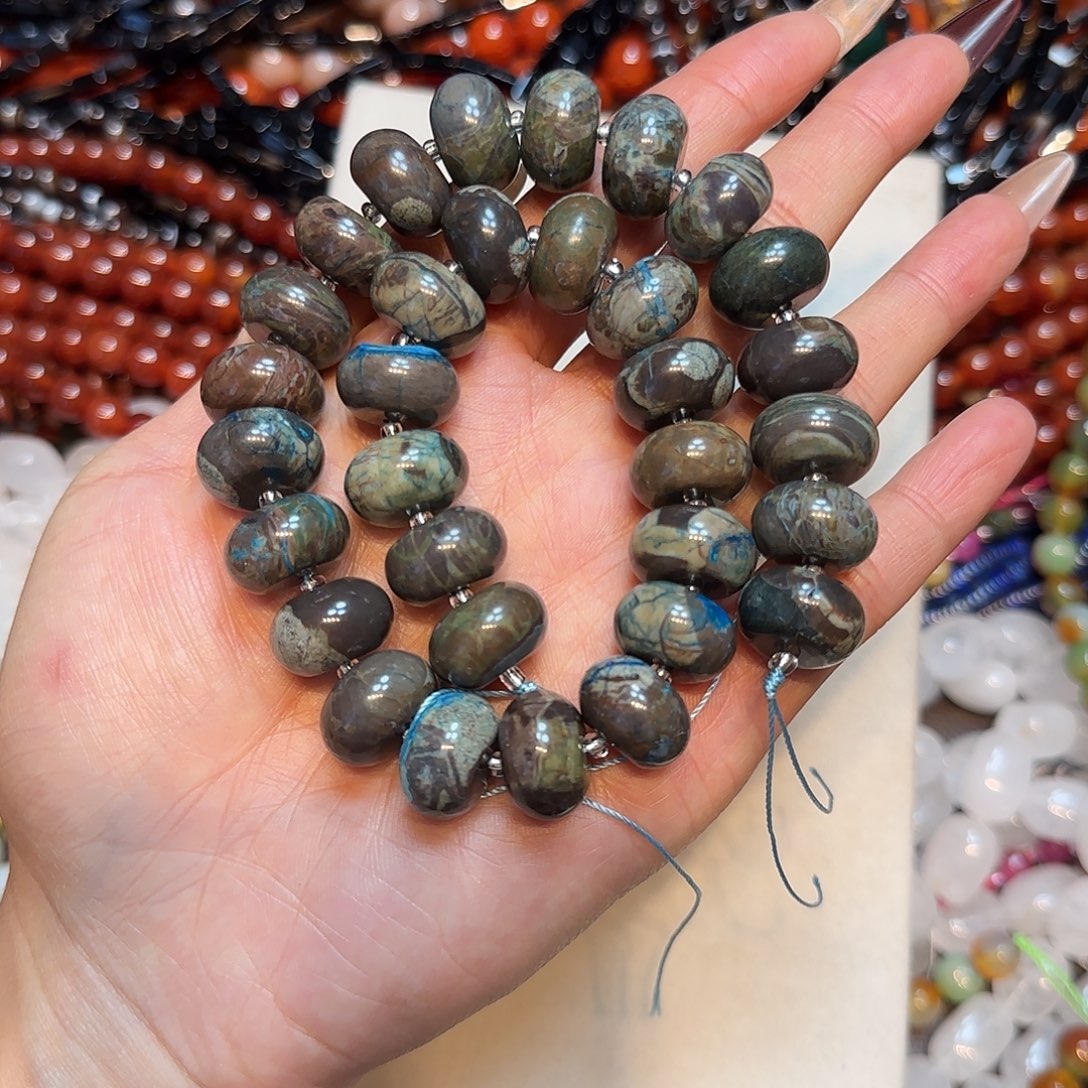 玛瑙/玉髓未镶嵌珠宝半成品16mm海洋玛瑙算盘一条