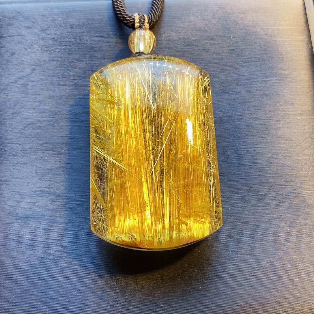 水晶颈饰未镶嵌天然钛晶无事牌吊坠