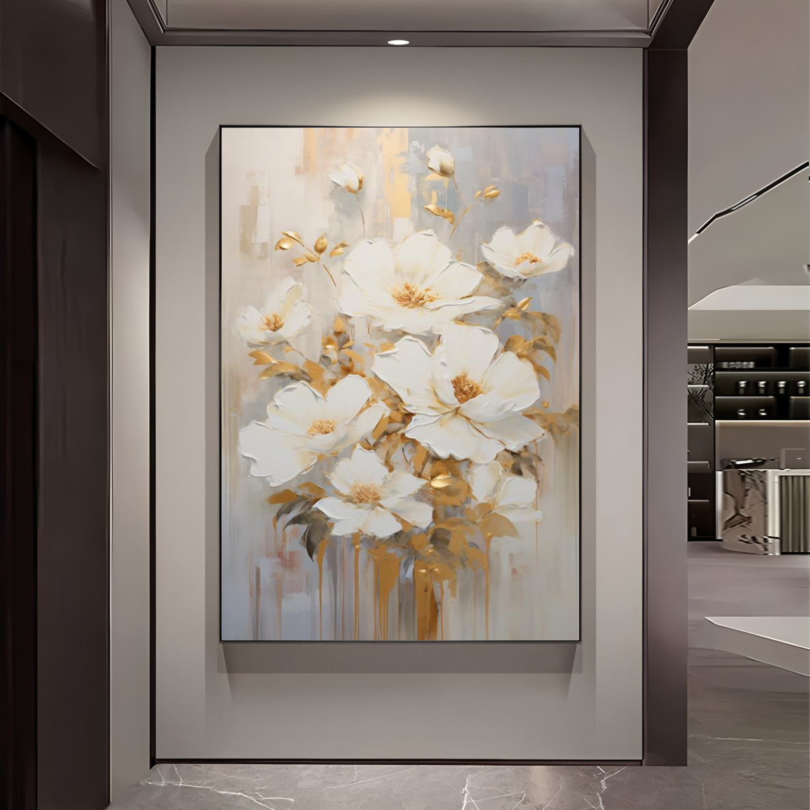 花卉客厅装饰画复古欧式玄关壁画简约大幅沙发背景落地画艺术挂画