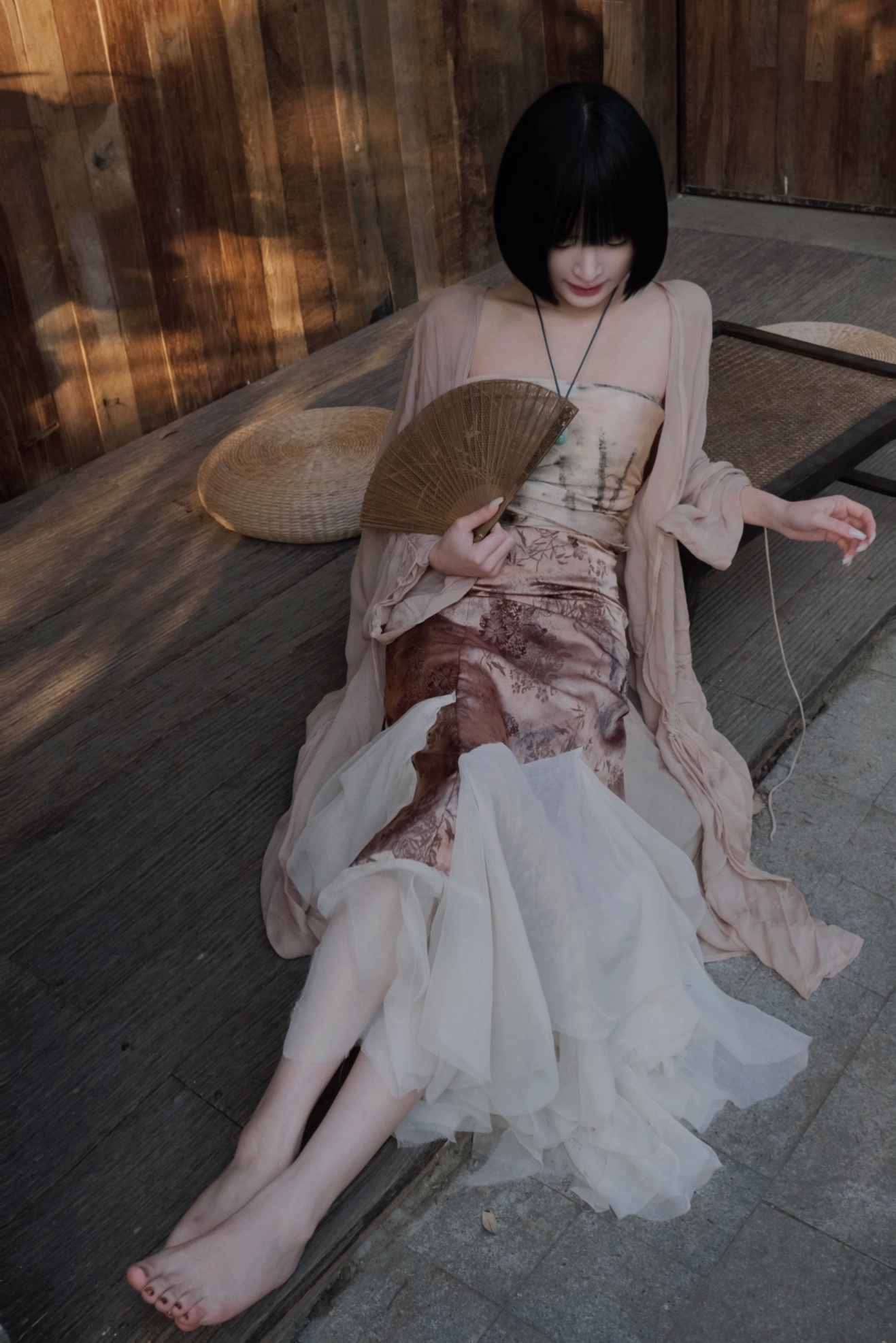 四時合序 不规则白色半身裙新款开叉中长款鱼尾裙