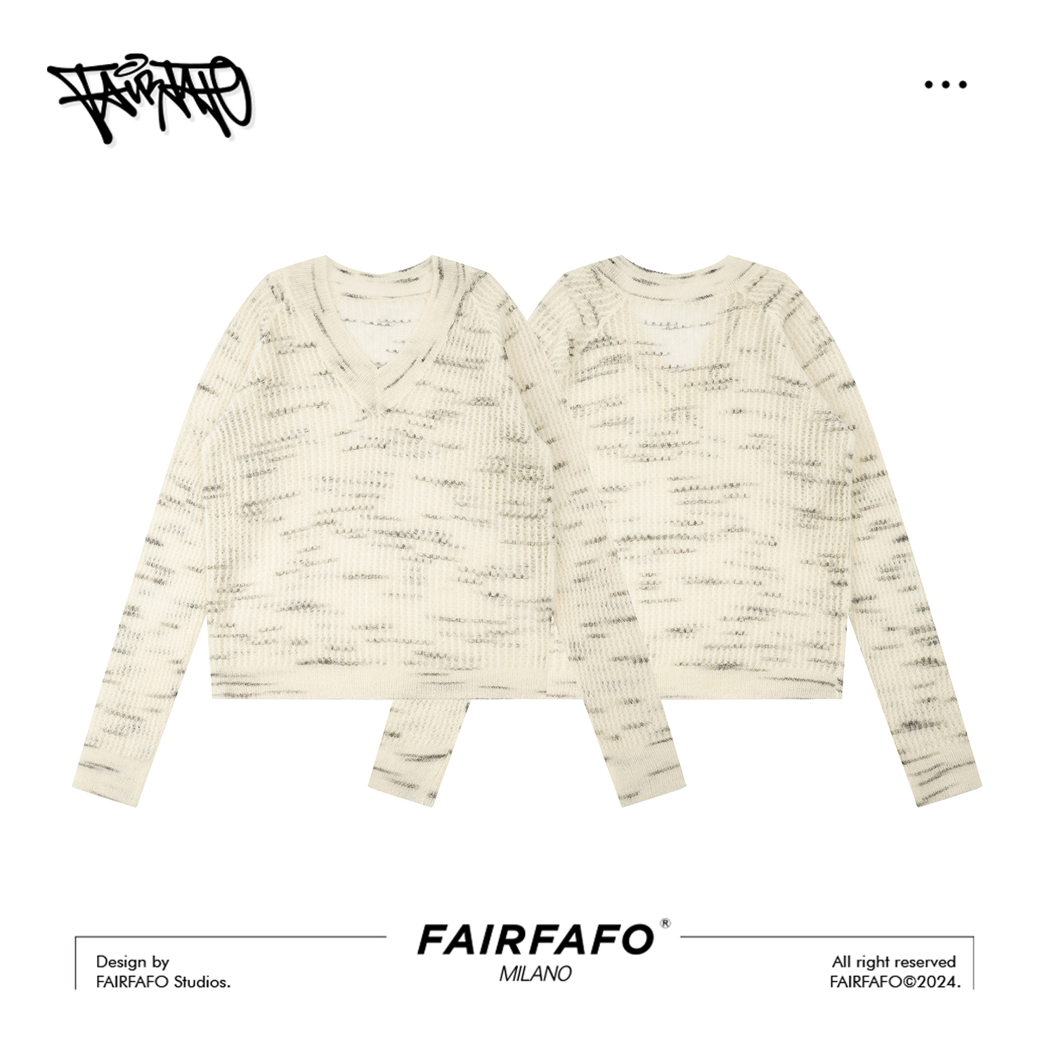 FAIRFAFO林肉肉【美式复古V领针织衫】XG24MY778休闲百搭宽松长袖