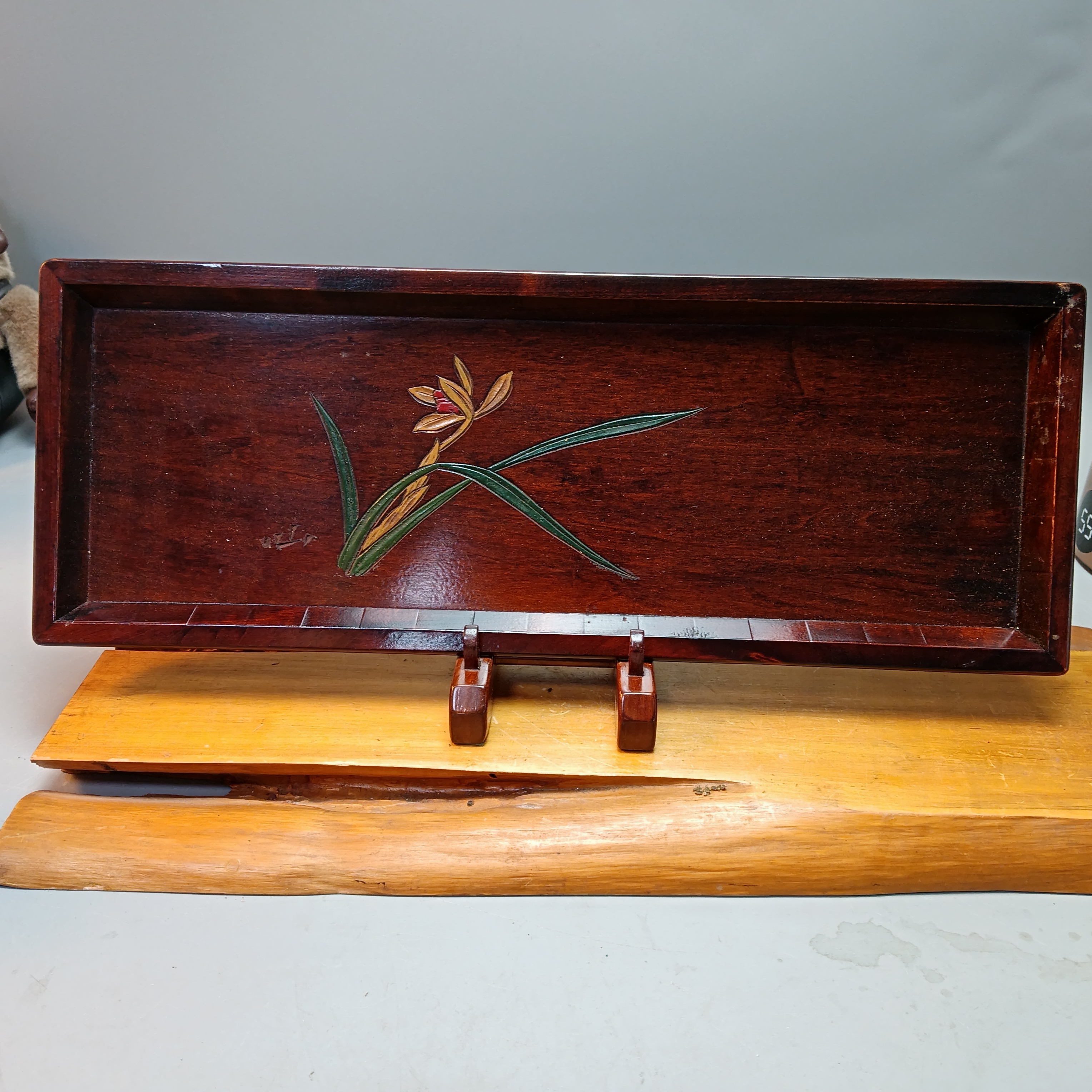 密胺瓷海外回流木制茶盘有小飞皮