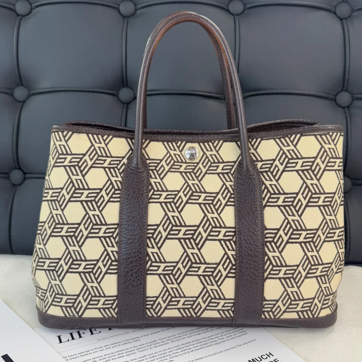 95新 Hermes/爱马仕 HERMES · 2403 爱马仕 花园30 乌木拼几何