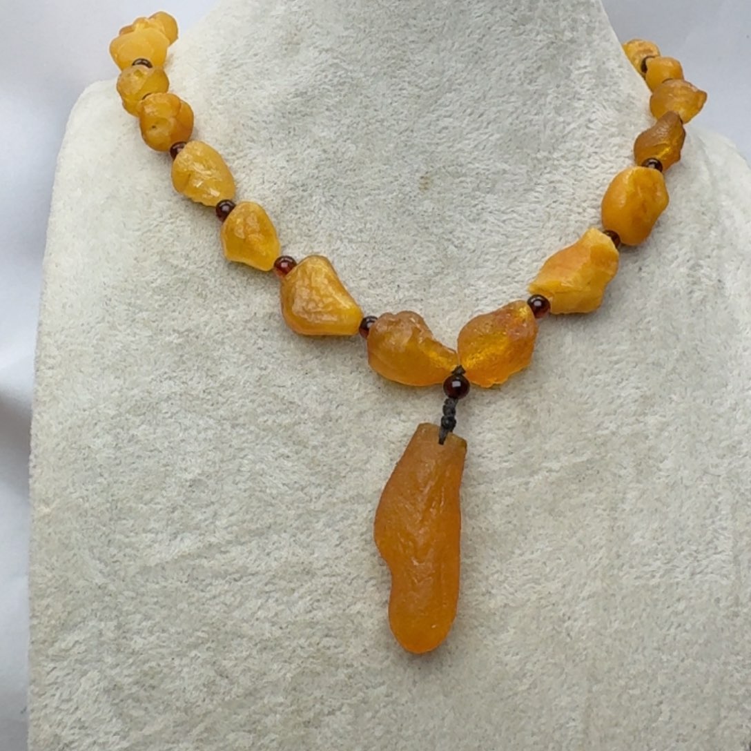 琥珀裸石未镶嵌天然蜜蜡海飘项链