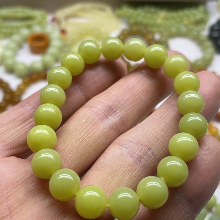 蛇纹石玉手串10未镶嵌