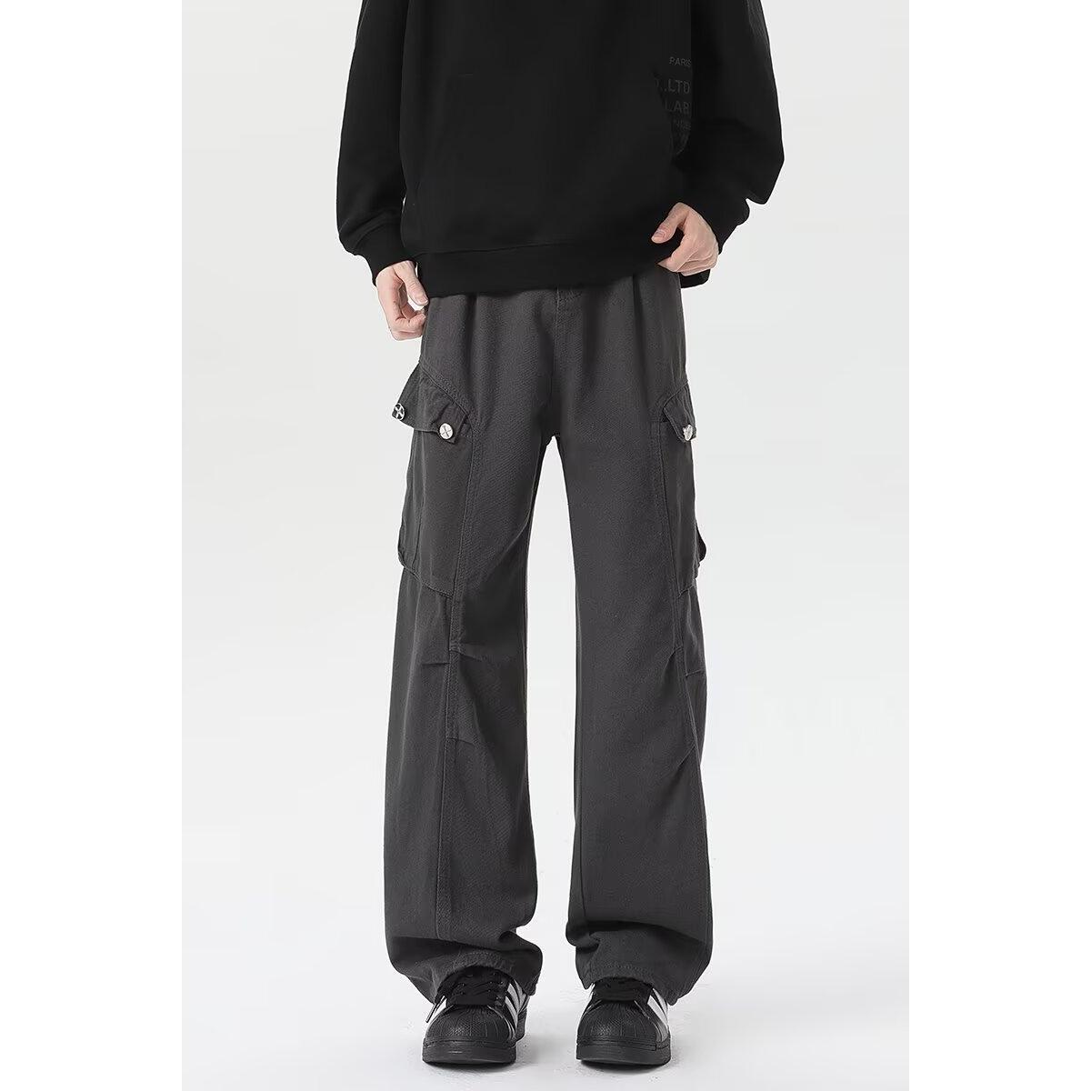 A617美式复古工装牛仔裤男款秋季潮牌宽松直筒阔腿裤子高街休闲裤