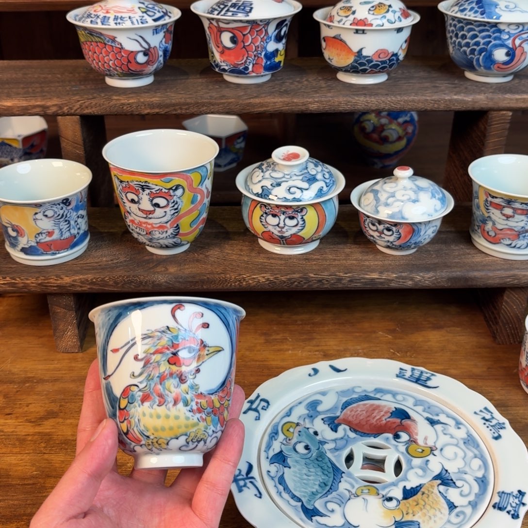 香***华陶景德镇手绘国风茶具